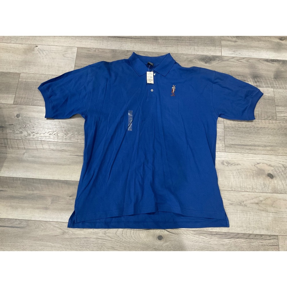 Warner Bros Studio Store Wile E Coyote Polo Shirt Royal Blue XL Looney Tunes NWT